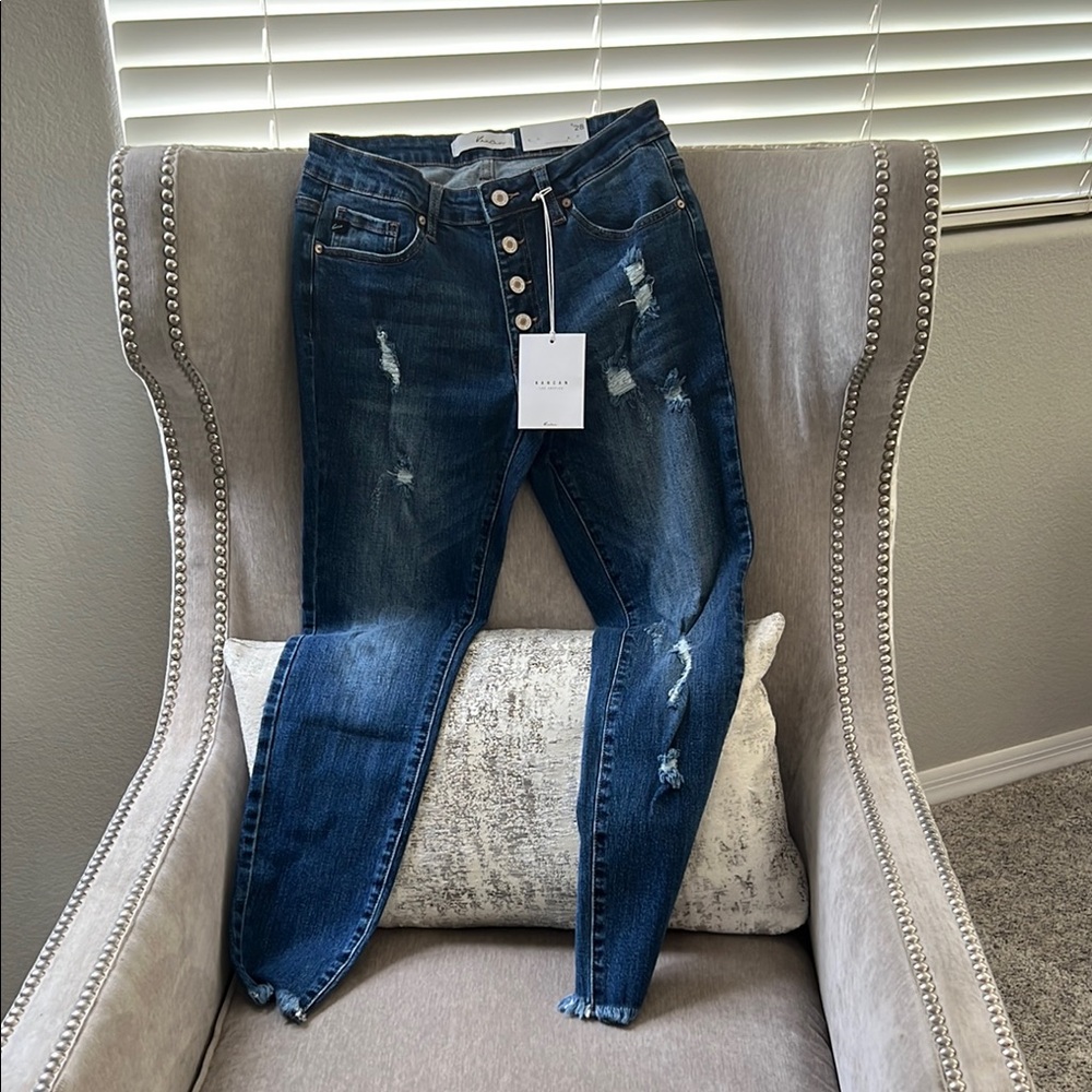 Women's Distressed Blue Jeans